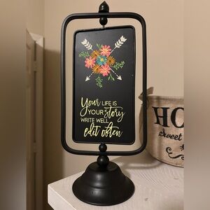Chalk Couture Black and Colorful Floral Sign